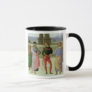 Taza La boda de la Virgen, detalle de cuatro hombres