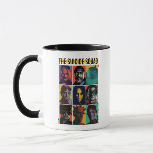 Taza La brigada suicida   Retro Grid Con Harley Quinn