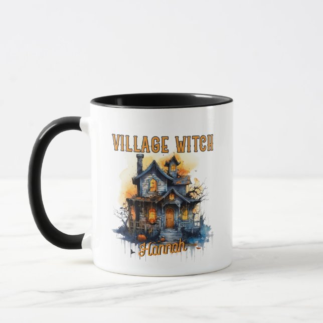 Taza La bruja de la aldea Spooky Hauned House Halloween (Izquierda)