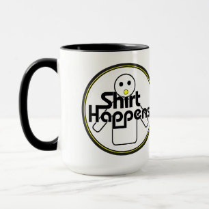 Taza La camiseta sucede divertida en negro, blanco y am