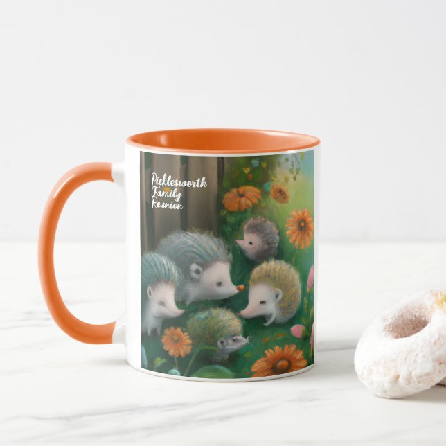 Taza La caprichosa familia de los pepinos en el jardín (Con donut)