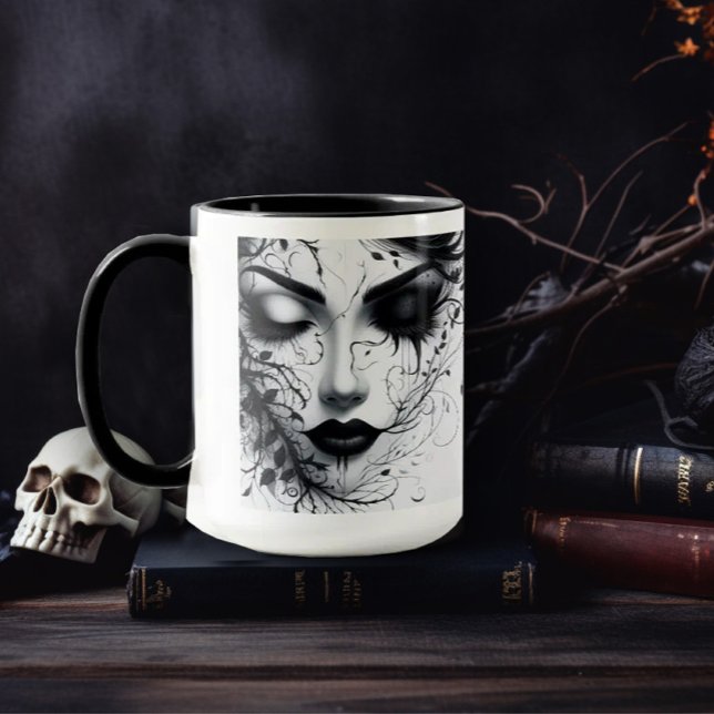 Taza La cara de la mujer gótica (Subido por el creador)