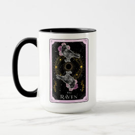 Taza La carta Raven Tarot Celestial Moon Pink Black