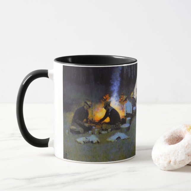 Taza La Cena de los Cazadores Frederic Remington Rústic (Con donut)