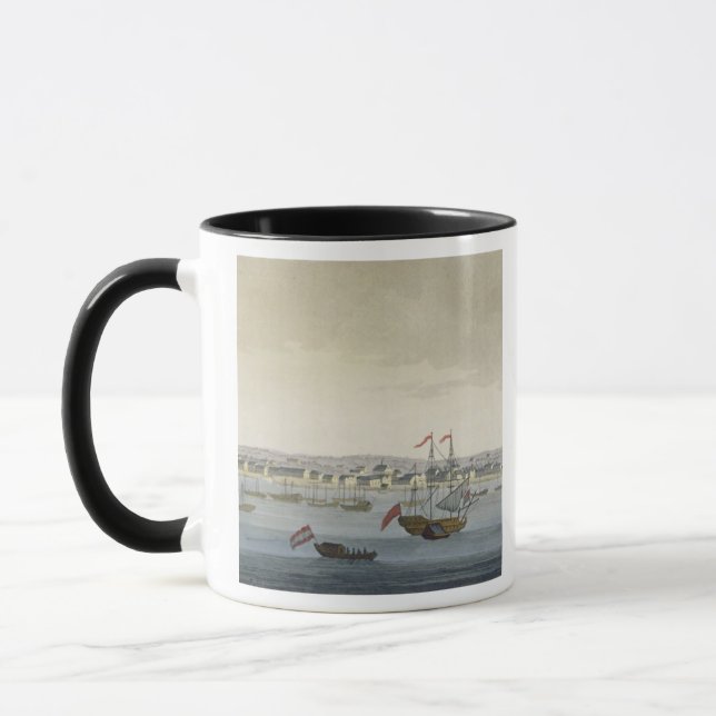 Taza La ciudad de Paramaribo (grabado del color) (Izquierda)