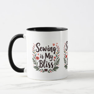 Taza La costura es mi felicidad Tipografía floral