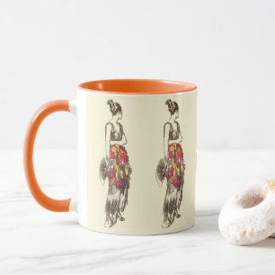 Taza La dama de moda con un vestido de primavera