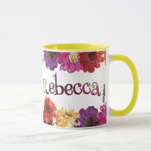 Taza La diversión colorida de Rebecca floral