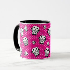 Taza La divertida chica rosada Kawaii Panda con los pun