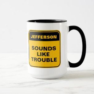 Taza La divertida etiqueta amarilla de advertencia suen