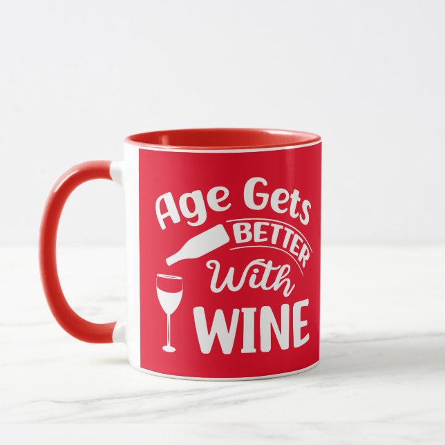 Taza La Edad Mejora Con El Vino, Cita De Vino Graciosa (Izquierda)