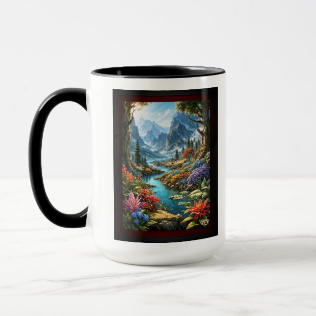 Taza La encantadora tierra de Kalakoff AI Art de Xzendo (Izquierda)