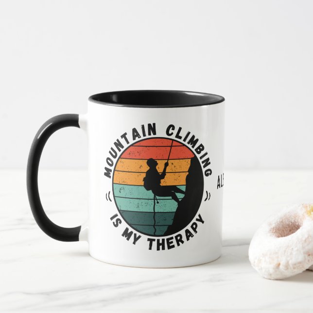 Taza La Escalada De Montaña Es Mi Terapia (Con donut)
