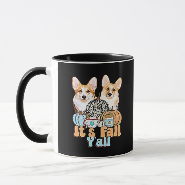 Taza La estética única de Fall Y'all Corgis (Izquierda)