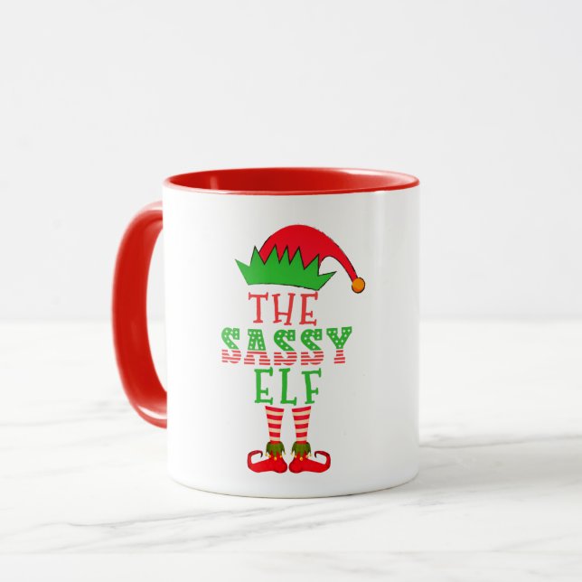 Taza La familia de los Navidades Elf listos coincidiend (Anverso izquierdo)