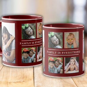 Taza La familia es todo 6 Collage de fotos Borgoña