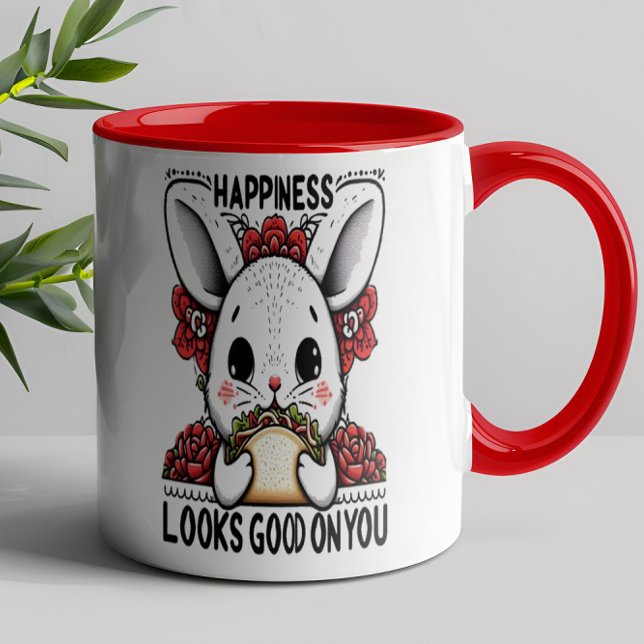 Taza La felicidad de Conejo Feliz te queda bien (Subido por el creador)