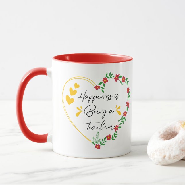 Taza La felicidad es ser un profesor gracioso para los  (Con donut)