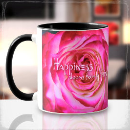 Taza La felicidad florece en el interior de un Rosa ros