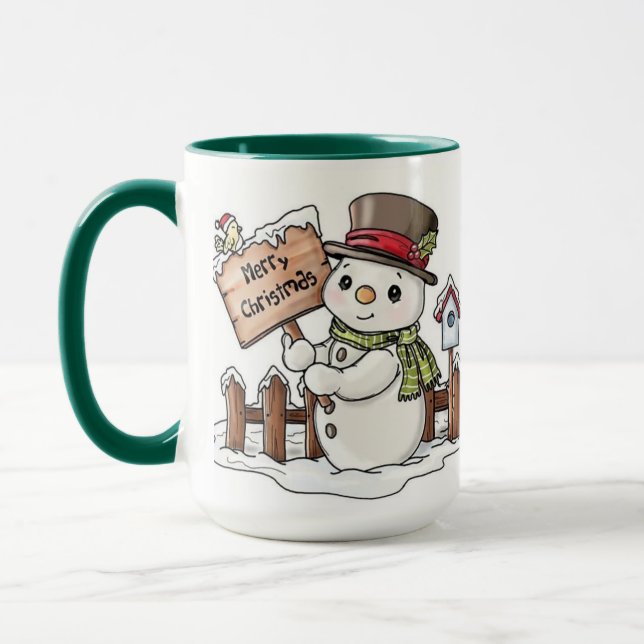 Taza La Feliz Mug de Navidad de Snowman (Izquierda)