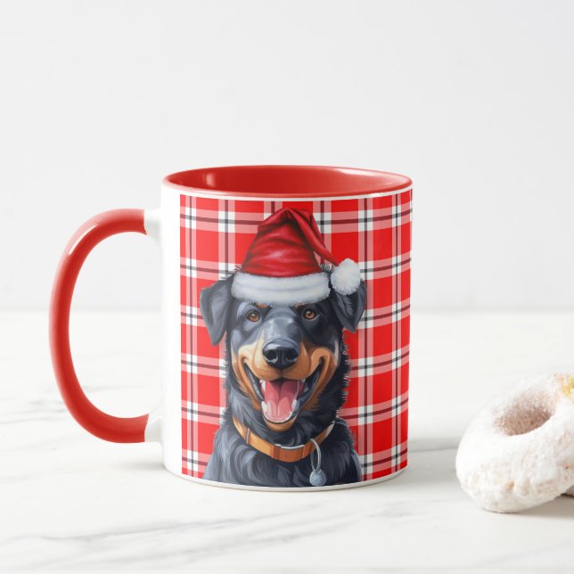 Taza La festividad roja y de belleza de Dog Lover (Con donut)