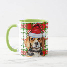 Taza La festividad verde roja y beagle de Dog Lover