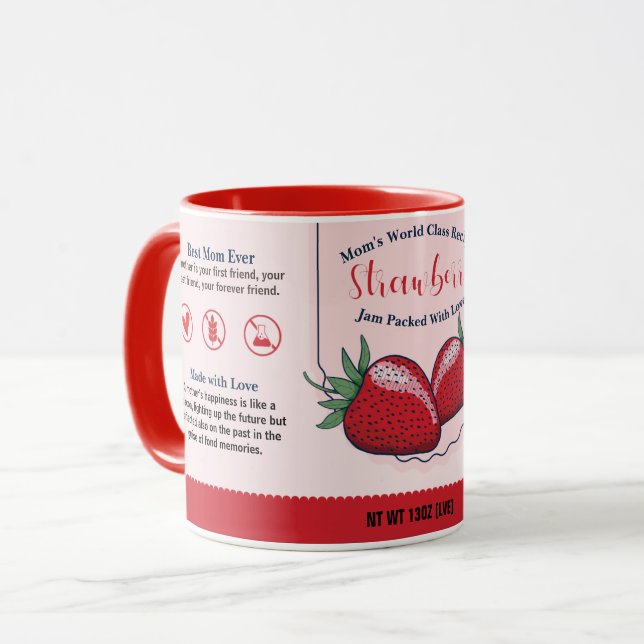 Taza La fiesta de amor de fresa de clase mundial de mam (Anverso izquierdo)