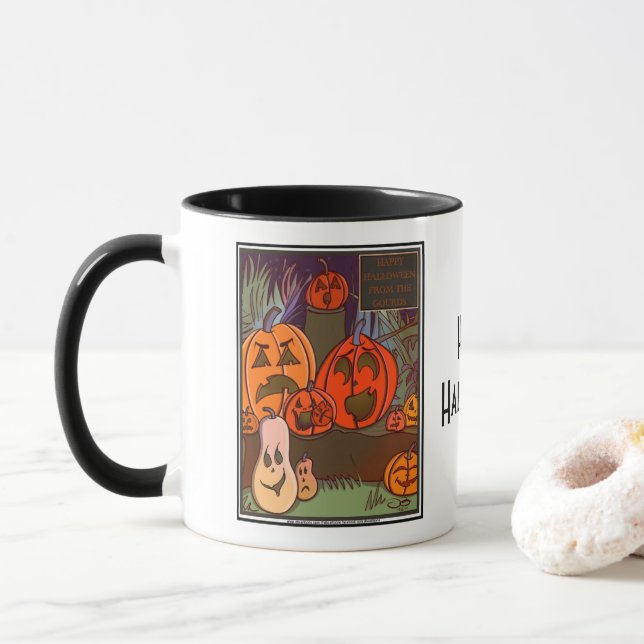 Taza La fiesta de los Gourds en Halloween (Con donut)