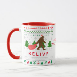 Taza La fiesta navideña más fea de Bigfoot Espíritu Nav