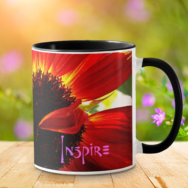 Taza La foto de Red Gerbera Daisy inspira tipografía de (Subido por el creador)