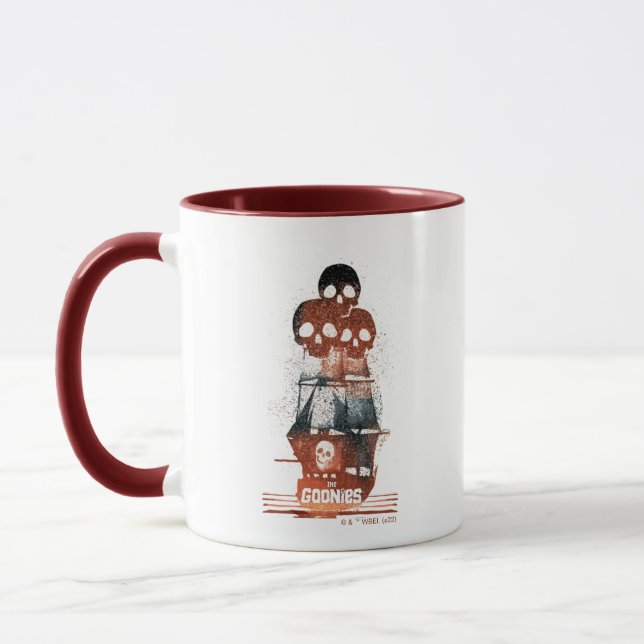 Taza La gráfica de silueta del barco pirata Goonies (Izquierda)