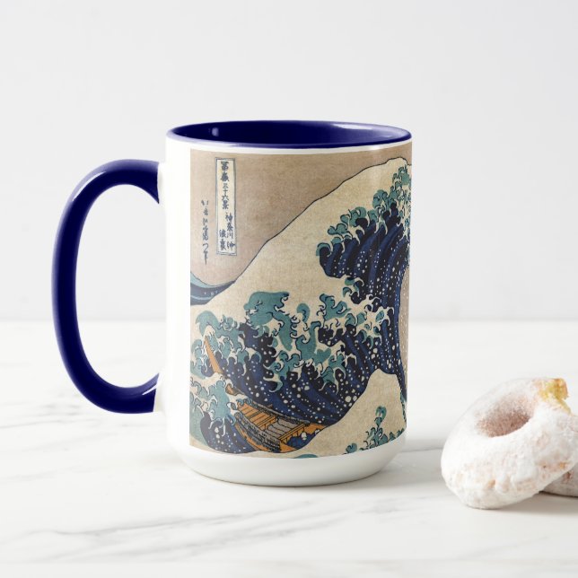 Taza La gran ola de Kanagawa (Con donut)