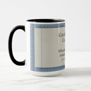 Taza La gratitud permanece: Buen día, mejor noche, siem