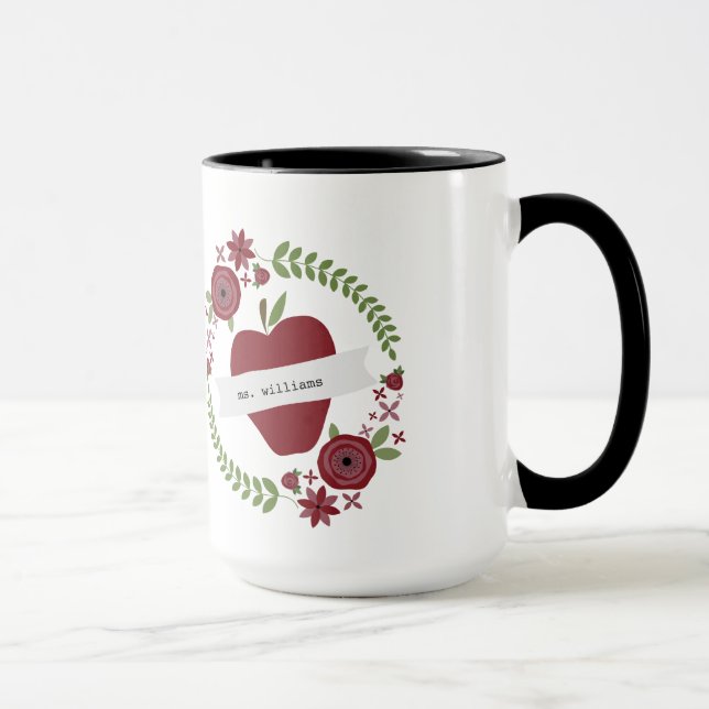 Taza La guirnalda floral Apple rojo personalizó al (Derecha)