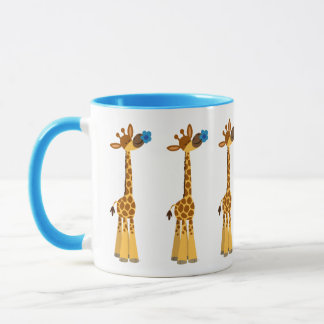 Taza La jirafa Personalizado y el tazón de flores azule