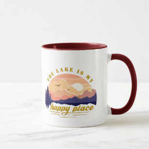 Taza La Laguna Es Mi Lugar Feliz Cerámica de Dos Tonos
