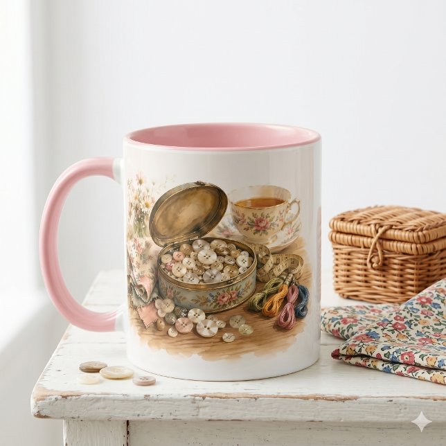 Taza La lata del botón (The Button Tin Mug)
