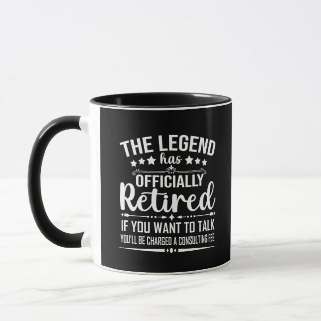 Taza La leyenda se ha retirado oficialmente como un fug (Izquierda)