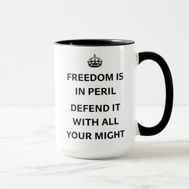 Taza La libertad está en peligro inspirando a la democr (Derecha)