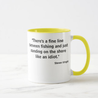 Taza La línea fina foto de la camiseta w de la pesca