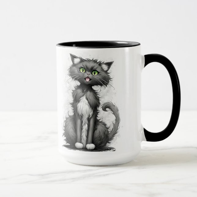 Taza La Loca Dama De Gato En Blanco (Derecha)