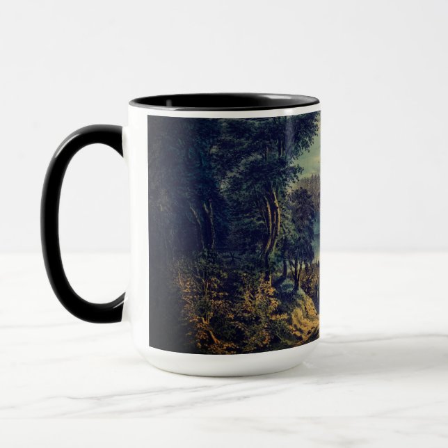 Taza La Luna de Cosecha, Currier e Ives: (Izquierda)