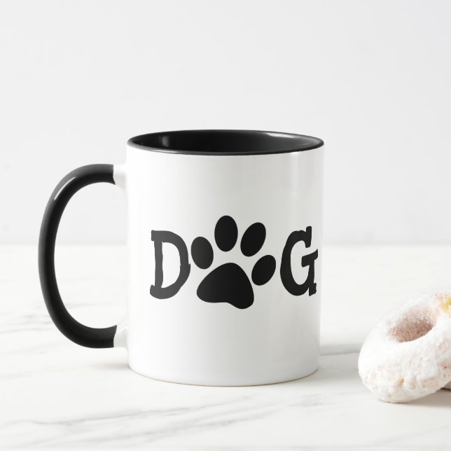 Taza La Madre Del Perro Coloca Las Huellas Blancas (Con donut)