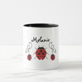 Taza La mariquita moderna roja lo personaliza