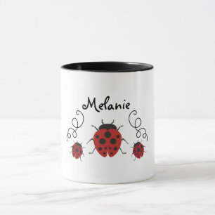 Taza La mariquita moderna roja lo personaliza