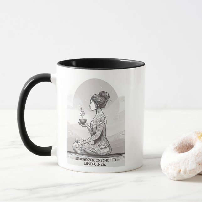 Taza La meditación de Espresso Zen, un Buda caliente (Con donut)