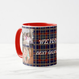 Taza La mejor abuela con 4 fotos a cuadros escoceses