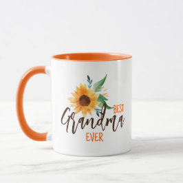 Taza La mejor abuela jamás floral girasol personalizada