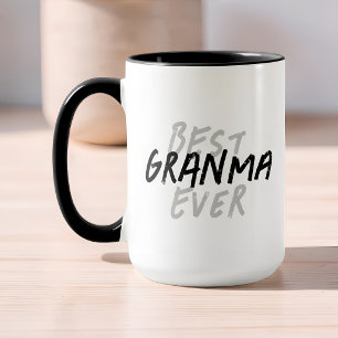Taza La mejor abuela moderna Grunge negro y gris
