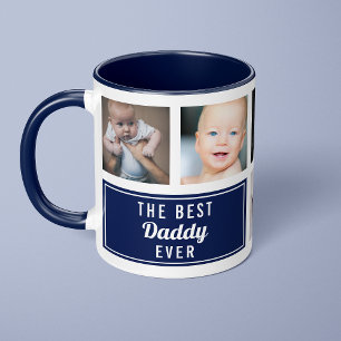 Taza La Mejor Foto Colage Azul Marino de Papá
